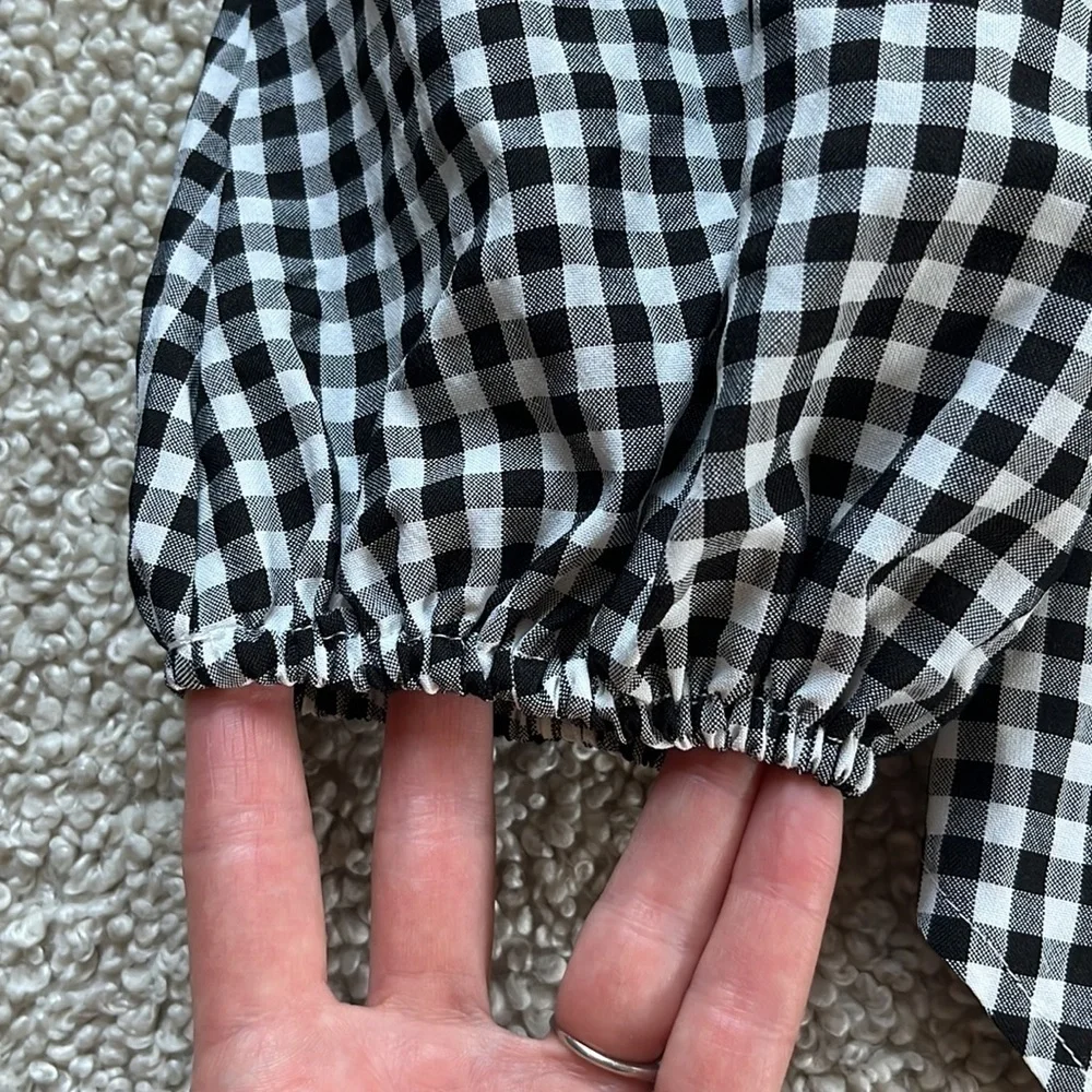 A NEW DAY Popover Top in Black/White Gingham NWT Small - Picture 5 of 13